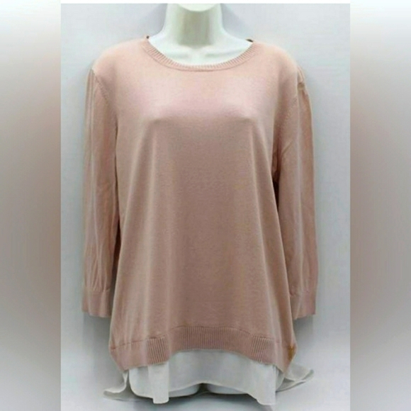 Calvin Klein 3/4 Sleeve Sweater Pink  Lightweight Shirt bottom Size M - Picture 1 of 7